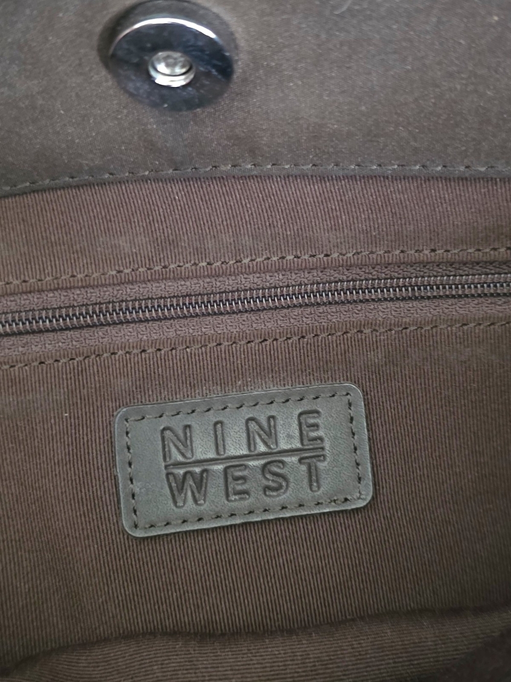 Nine West Chocolate Brown Microfiber Shoulder Bag Purse Work Everyday Carryall - Picture 5 of 11